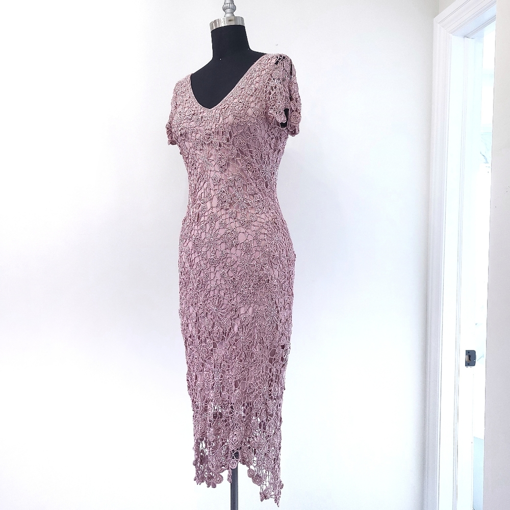 Vintage Y2K Crochet Beaded Regency Fairycore Daphne Bridgerton Slip Dress - Picture 6 of 14